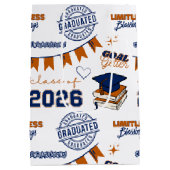 Blue Orange Class of 2026 Graduation ミディアムペーパーバッグ (裏面)