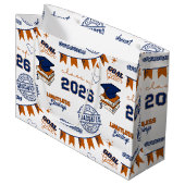 Blue Orange Class of 2026 Graduation ラージペーパーバッグ (正面アングル)