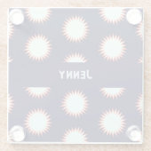 Blue & Orange Flash Add The Name Bold Loud Pattern ガラスコースター (裏面)