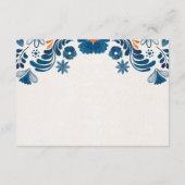 Blue Orange Floral Elegant Fiesta Spanish Wedding エンクロージャーカード (裏面)