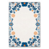 Blue Orange Floral Elegant Fiesta Spanish Wedding テーブルナンバー (裏面)