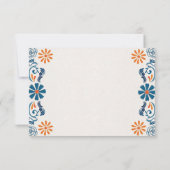 Blue Orange Floral Elegant Fiesta Spanish Wedding 出欠カード (裏面)