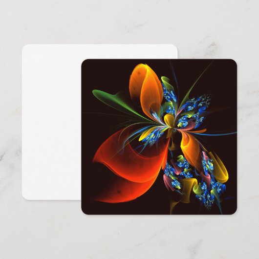 Blue Orange Floral Modern Abstract Art Pattern #03 招待状 (正面/裏面)