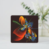 Blue Orange Floral Modern Abstract Art Pattern #03 招待状 (スタンド正面)