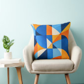 Blue Orange Geometric Abstract クッション (椅子)