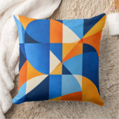 Blue Orange Geometric Abstract クッション (ブランケット)