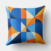 Blue Orange Geometric Abstract クッション (裏面)