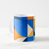 Blue Orange Geometric Abstract コーヒーマグカップ (正面左)
