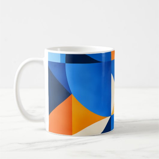 Blue Orange Geometric Abstract コーヒーマグカップ (左)