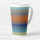 Blue, orange, green, and gray stripes カフェラテマグ (右アングル)