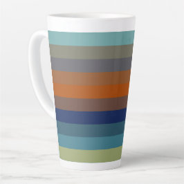 Blue, orange, green, and gray stripes カフェラテマグ