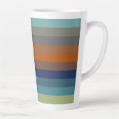 Blue, orange, green, and gray stripes カフェラテマグ (右)