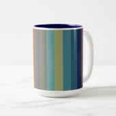 Blue, orange, green, and gray stripes ツートーンマグカップ (正面右)