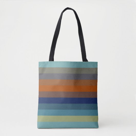 Blue, orange, green, and gray stripes トートバッグ (正面)