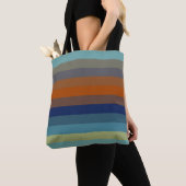 Blue, orange, green, and gray stripes トートバッグ (クローズアップ)