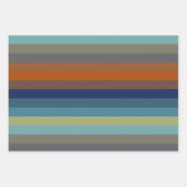 Blue, orange, green, and gray stripes ラッピングペーパーシート (正面3)