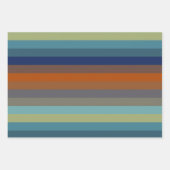 Blue, orange, green, and gray stripes ラッピングペーパーシート (正面2)