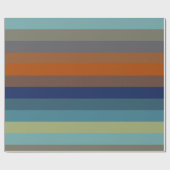 Blue, orange, green, and gray stripes ラッピングペーパー (フラット)