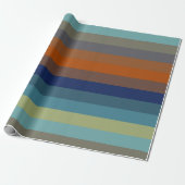 Blue, orange, green, and gray stripes ラッピングペーパー (アンロールド)