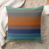 Blue, orange, green, yellow and gray stripes クッション (ブランケット)