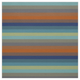 Blue, orange, green, yellow and gray stripes ファブリック