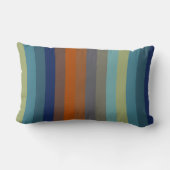 Blue, orange, green, yellow and gray stripes ランバークッション (裏面)