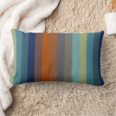 Blue, orange, green, yellow and gray stripes ランバークッション (ブランケット)