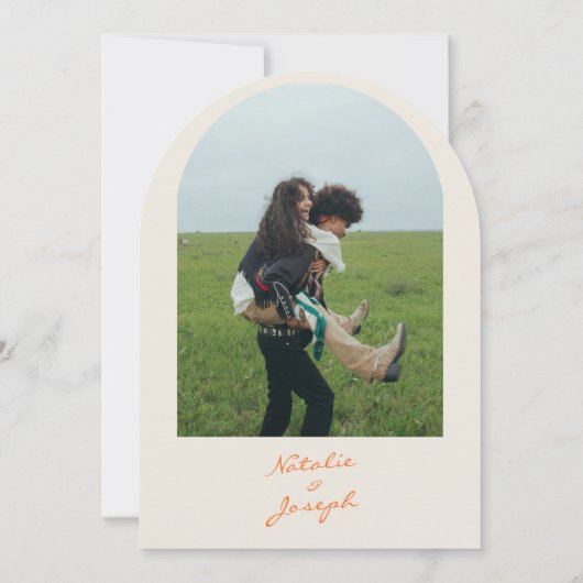 Blue Orange Hand Drawn Whimsical Arched Wedding 招待状 (裏面)