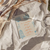 Blue Orange Hand Drawn Whimsical Fun Wedding 招待状