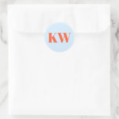 Blue Orange Large Monogrammed Initial Personalized ラウンドシール (バッグ)