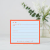 Blue Orange Personalized Bridal Shower Recipe Card (スタンド正面)