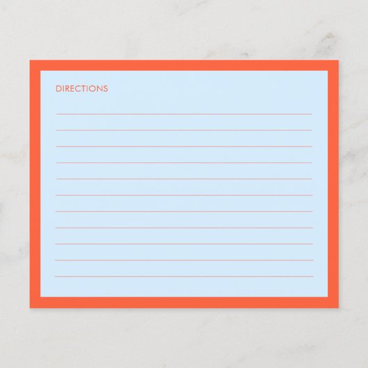 Blue Orange Personalized Bridal Shower Recipe Card (裏面)