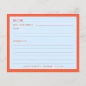 Blue Orange Personalized Bridal Shower Recipe Card (正面)