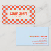 Blue Orange Retro Checkerboard Bold Creative Brand 名刺 (正面/裏面)