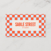 Blue Orange Retro Checkerboard Bold Creative Brand 名刺 (正面)