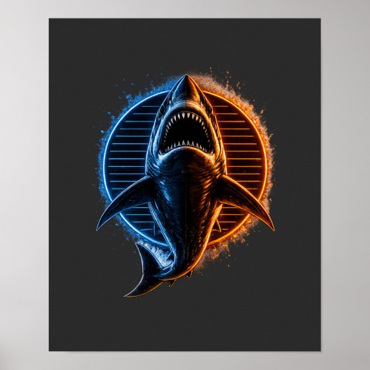 Blue & Orange Shark Graphic T-Shirt Design | Fierc ポスター (正面)