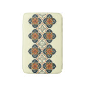 Blue Orange Spanish Tile Flower Pattern  バスマット (正面縦)
