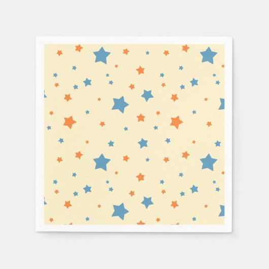 Blue& Orange Star Pattern Elegant Starry スタンダードカクテルナプキン (正面)