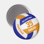 blue orange team colors boys girls volleyball マグネット (正面/裏面)