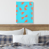 Blue, orange, vibrant, trendy geometric pattern キャンバスプリント (インサイチュ (寝室))