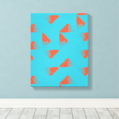 Blue, orange, vibrant, trendy geometric pattern キャンバスプリント (インサイチュ (ウッドフロア))