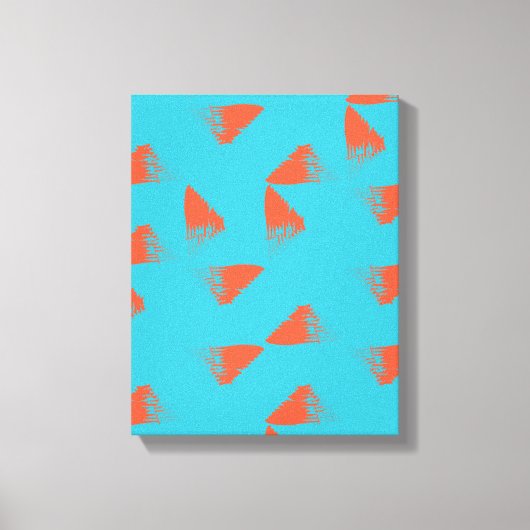 Blue, orange, vibrant, trendy geometric pattern キャンバスプリント (正面)