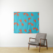 Blue, orange, vibrant, trendy geometric pattern タペストリー (インサイチュ(横))