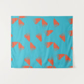 Blue, orange, vibrant, trendy geometric pattern タペストリー (正面(横))