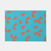 Blue, orange, vibrant, trendy geometric pattern ドアマット (正面)