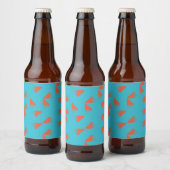 Blue, orange, vibrant, trendy geometric pattern ビールラベル (ボトル)