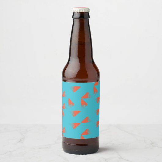 Blue, orange, vibrant, trendy geometric pattern ビールラベル (正面)