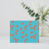 Blue, orange, vibrant, trendy geometric pattern ポストカード (スタンド正面)
