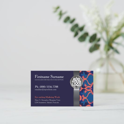 Blue + Orange  w/ Logo Business Cards 名刺 (スタンド正面)