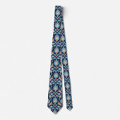 Blue Orange White Turkish Oriental Floral Pattern ネクタイ (正面)
